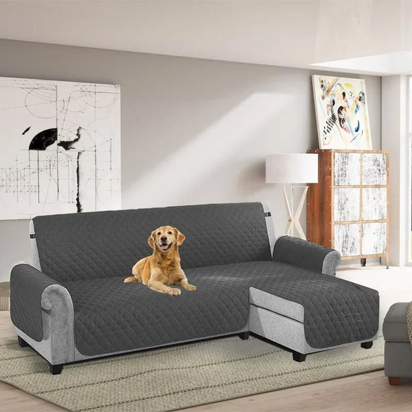 2-seitig Nutzbarer Ecksofabezug Wasserabweisend Universeller Sofabezug L-Form Rutschfest Sofaüberwürfe Matte Katze Hund Kinder