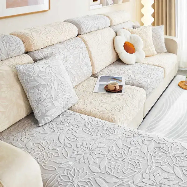 3D-Blumen Jacquard Sofa Matratze Sitzkissenbezüge Rutschfest Four Seasons Couch Armlehne Handtuch Eckcouchbezüge