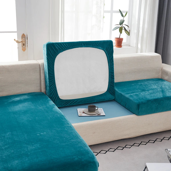 Einfarbige Samt Sofakissenbezüge Elastischer Sofa-Möbelschutz Couch-Sitzbezug Starke Schonbezüge