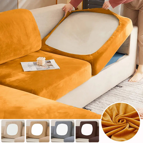 Elastischer Samt Sofa Sitzkissenbezug Für Wohnzimmermöbel, Abnehmbarer L-förmiger Ecksessel Sofabezug