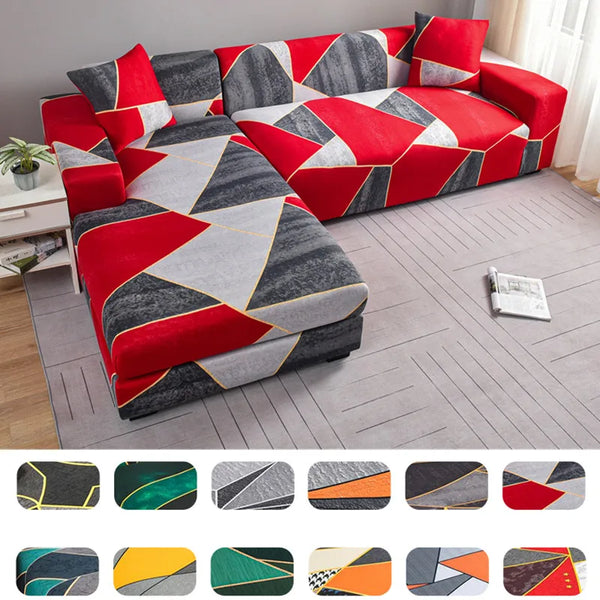 Geometrische Sofabezüge Für Wohnzimmer Elastischer Eckcouchbezug L-förmiger U-Form Chaiselongue-Schonbezug Stuhlschutz