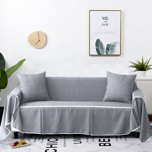 Graues Einfarbiges Sofahandtuch Sofabezug-Set Elastisch Sofaüberwürfe Sofabezug Couchbezug Loveseat-bezug