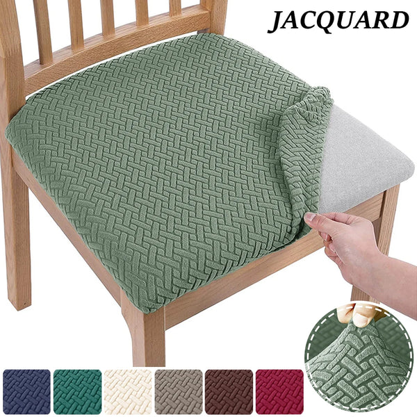 Jacquard-Stuhlbezug Für Esszimmer Einfarbig Stretch-Stuhl-Sitzbezug Abnehmbarer Spandex-Sitzkissenbezug