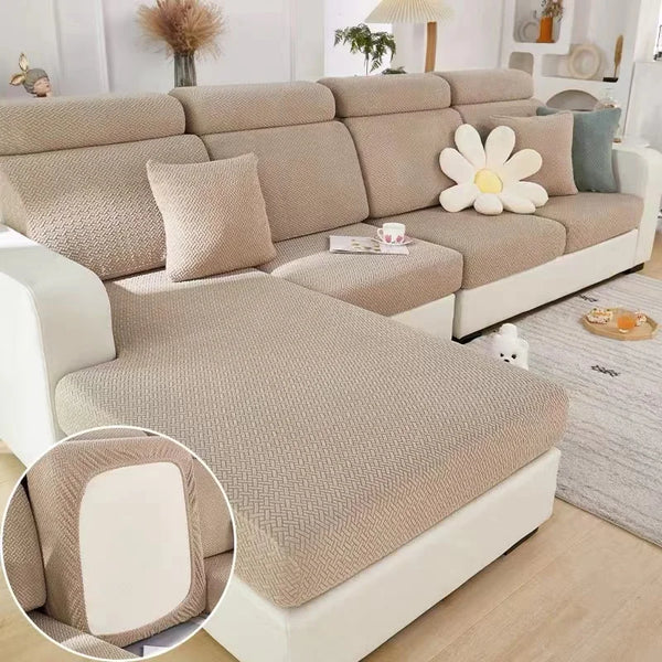 Jacquard Sofakissenbezüge Einfarbig Dehnbar Abnehmbare Sofa-Sitzbezüge Für Schlafzimmer Büro Wohnzimmer Zuhause