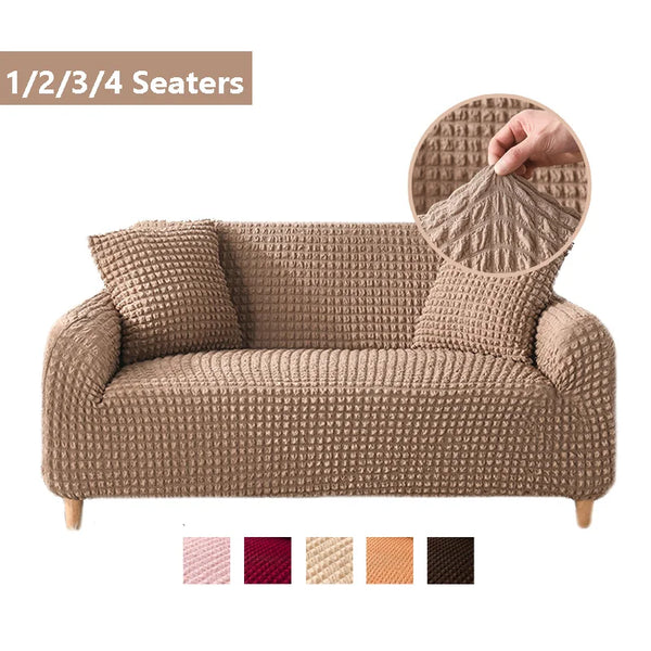 Luxus Sofabezug Für Wohnzimmer Einfarbig Couchbezug Für Sofas Elastischer Schonbezug L-Form Karierter Sofaschutz 1/2/3/4 Sitz