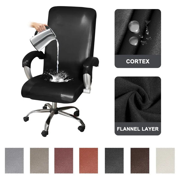 Wasserdichter Bürostuhlbezug Aus Pu-Leder Computer-Gaming-Stühle Schonbezug Rotierender Abnehmbarer Sessel-Schutzbezug Arbeitszimmer