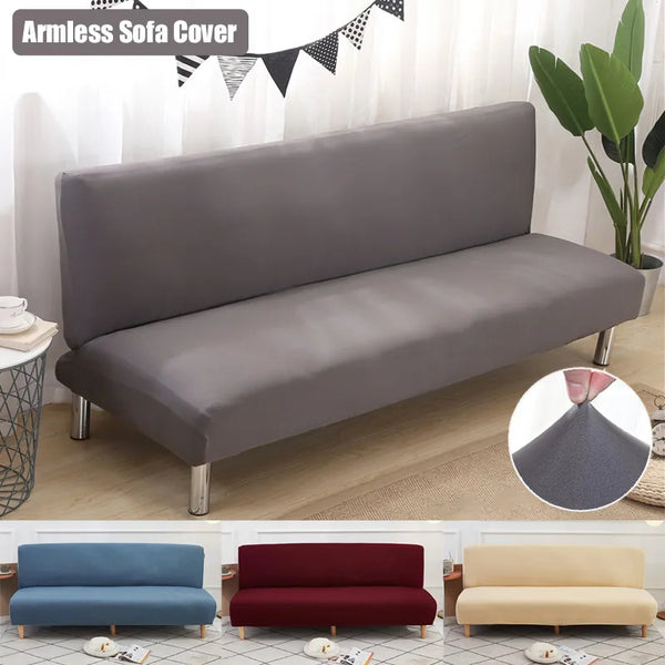 Einfarbiger Sofa-Bettbezug Elastisch Armlos Schlafcouch-Bezüge Für Wohnzimmer Waschbar Abnehmbar Zusammenklappbar