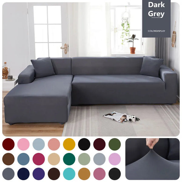 Einfarbiger Ecksofabezug Elastisch Sofabezug U-Form Einfarbig Stretch-Schonbezüge Für U-förmiges Sofa