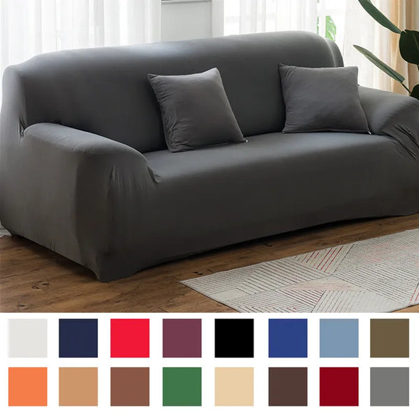 Einfarbige elastische Sofabezüge für Wohnzimmer Spandex-Ecksofa-Schonbezüge Couchbezug