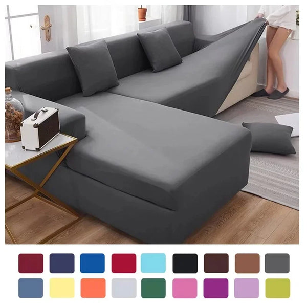 Einfarbige Ecksofabezüge Elastischer Solider Couchbezug L-förmiger Sofabezug Schutzbezüge