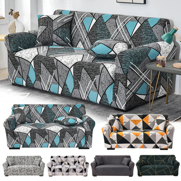 Quadratischer Gitter-bedruckter Sofabezug Für Wohnzimmer Haustiere Kinder Dehnbarer Elastischer Couchbezug Schnittmöbelschutz