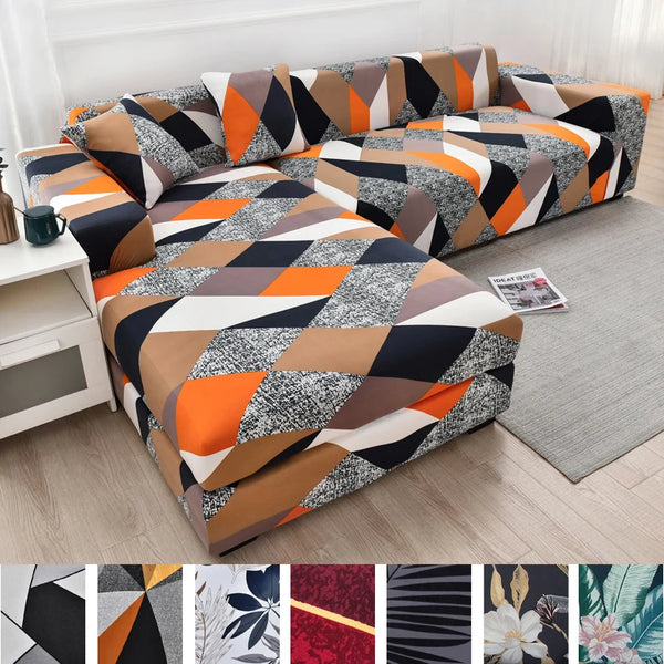 Quadratischer Gitter-bedruckter Sofabezug Elastische Sofabezug L-Form Ecksofa-Bezüge Für Haustiere Schutz Anti-Staub