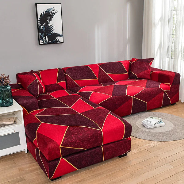 Stretch Ecksofa-Bezüge Geometrischer Schonbezug Elastischer Couchbezug L-förmiger Staubschutzbezug