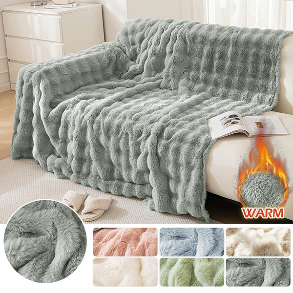 Verdickte Kaninchen-Plüsch Sofaüberwürfe Einfarbig Sofa-Handtücher Rutschfeste Couch-Schonbezüge Universelle Sofa-Matte