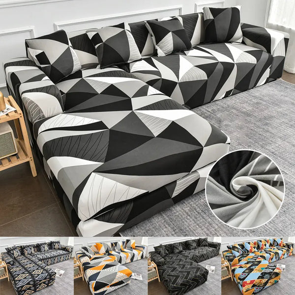 Universeller Bedruckter U-förmiger Sofabezug Mit Geometrischem Muster Stretch-Couchschutz Waschbarer Ecksofabezug