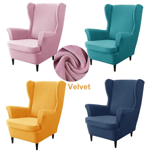 Samt Bezug Für Ohrensessel Stretch Sesselbezüge Für Ohrensessel Mit Sitzkissenbezug Elastischer Sofabezug Einfarbig