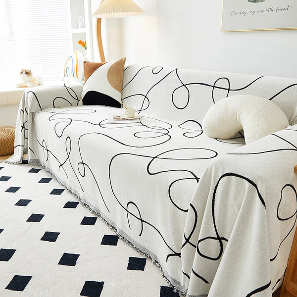 Chenille-Überwurfdecke Für Couch Sofa Stuhl Bett Mit Quaste Überwurf Sofabezüge Sofaüberwürfe Möbelschutz Für Hunde Und Haustiere